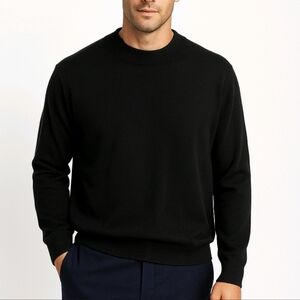 Norm Thompson Men's Sweater Black Silk Blend Crew Neck Long Sleeve Size L